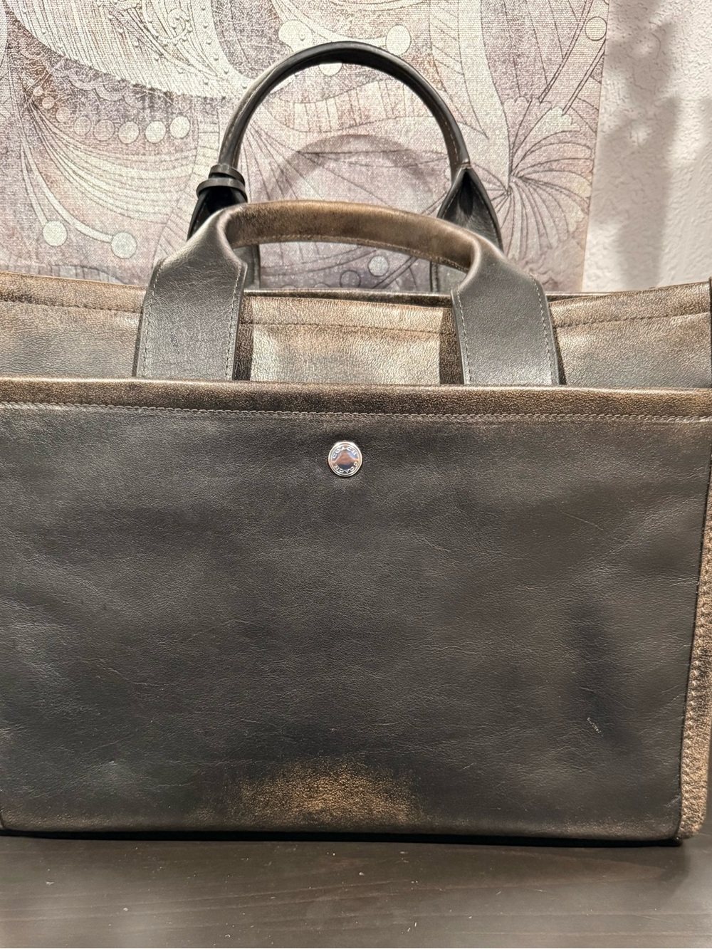 Coach Black and Brown Canvas Leather Tote with Shoulder Strap - Picture 8 of 8
